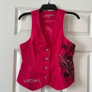 Christian Audigier Women's Pink Button Down Shirt